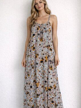 $148 Aritzia Wilfred Mariette Dress Floral Midi Maxi Dress Size Medium Boho